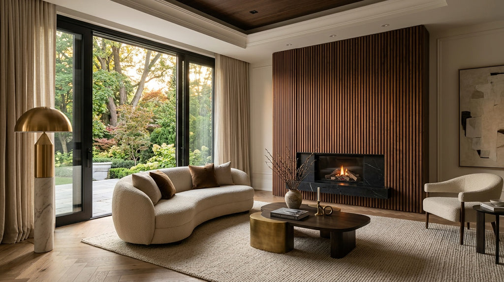 Rosedale XL Walnut Acoustic Wall Panel — 270 × 110 cm