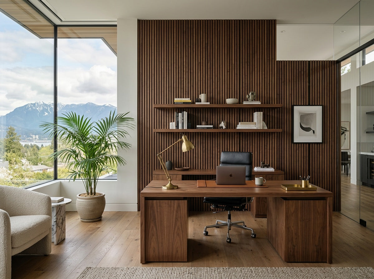 Rosedale XL Walnut Acoustic Wall Panel — 270 × 110 cm